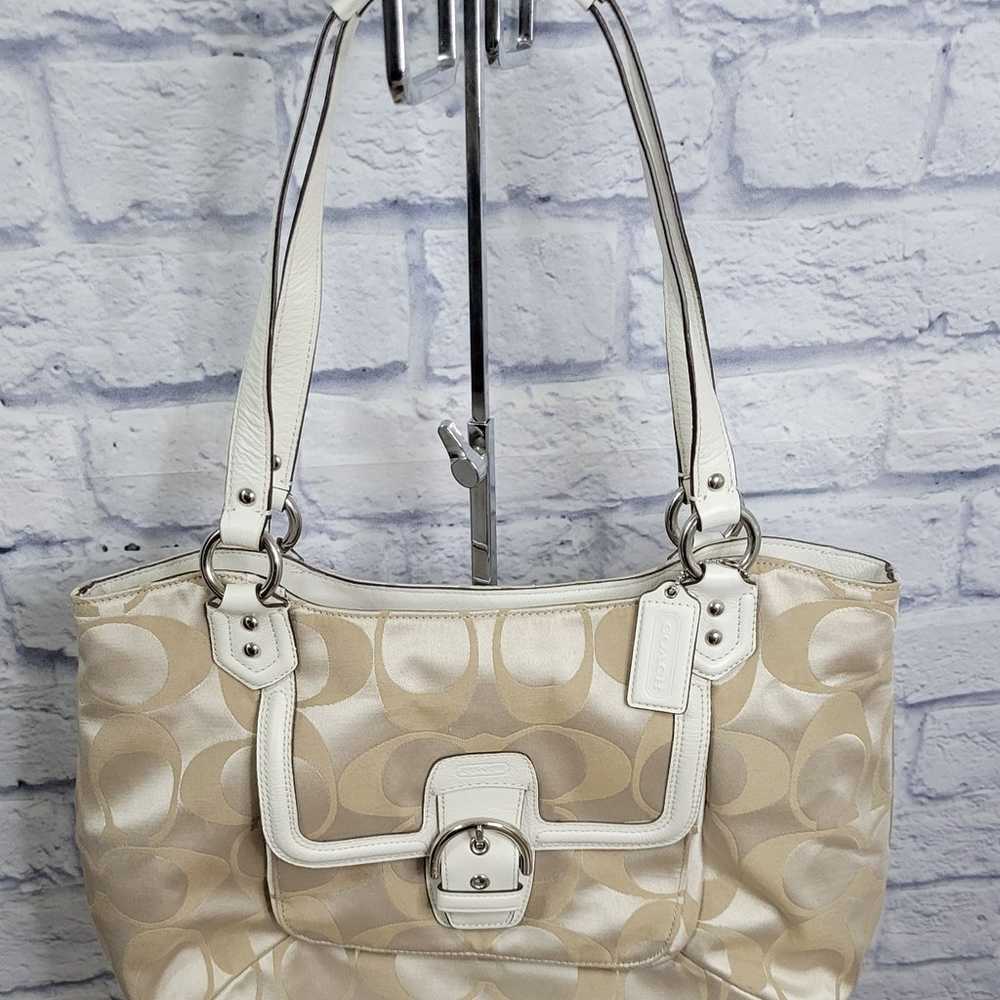 Coach Campbell Signature Beige Satin Belle Carrya… - image 1