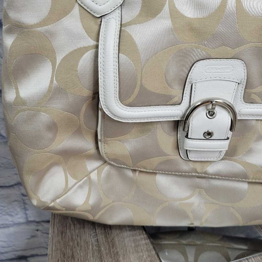 Coach Campbell Signature Beige Satin Belle Carrya… - image 2