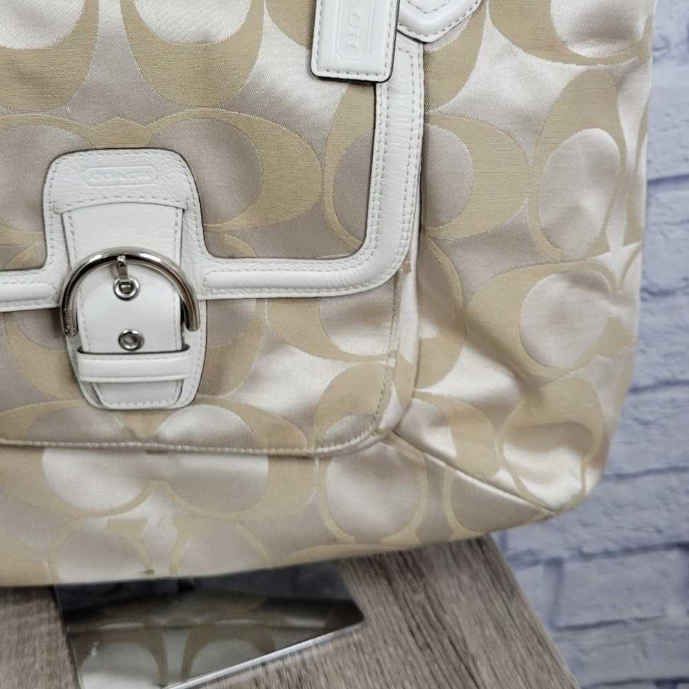 Coach Campbell Signature Beige Satin Belle Carrya… - image 3