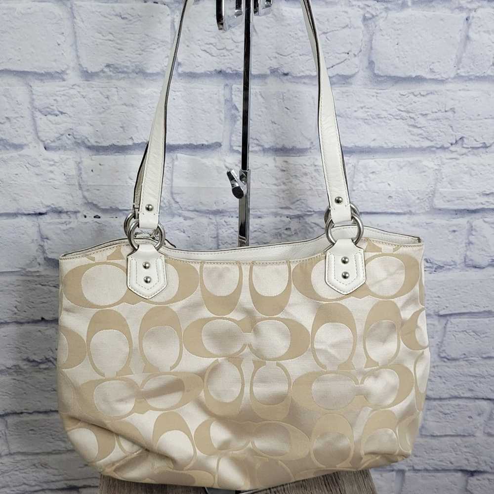 Coach Campbell Signature Beige Satin Belle Carrya… - image 7