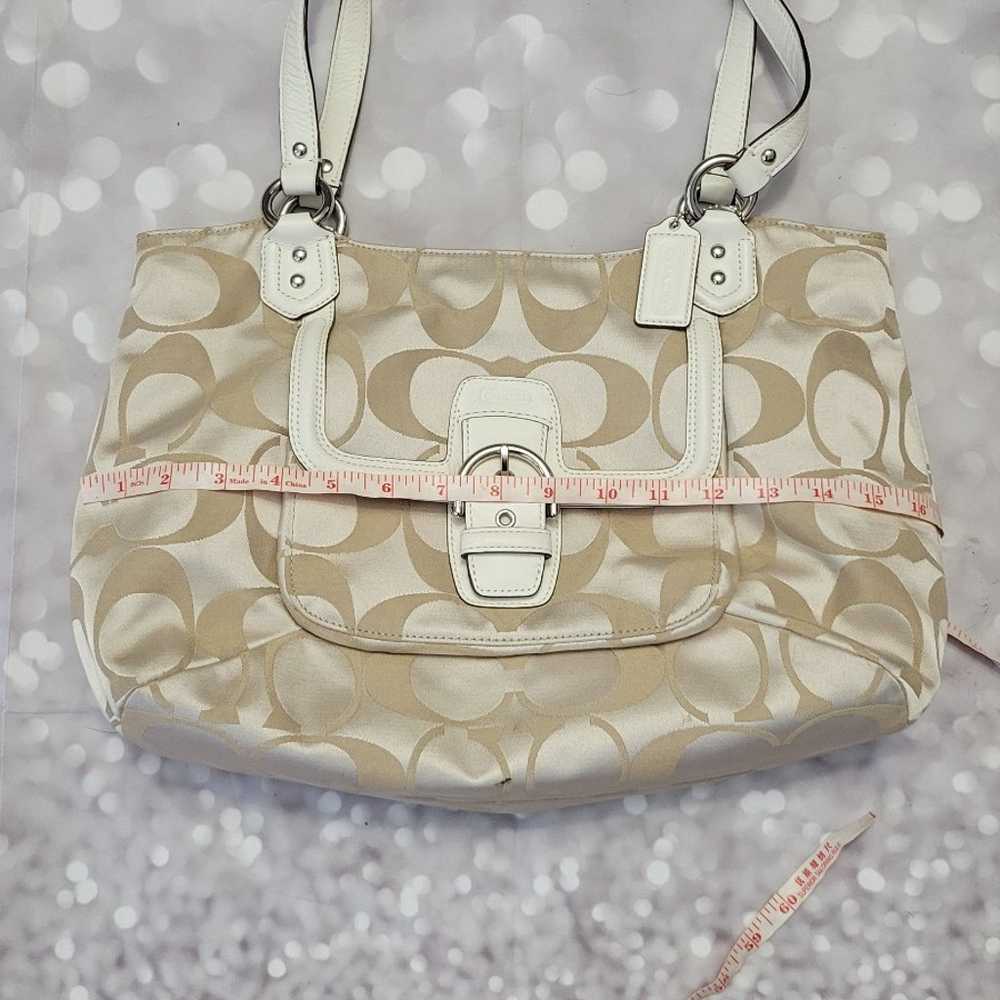 Coach Campbell Signature Beige Satin Belle Carrya… - image 8