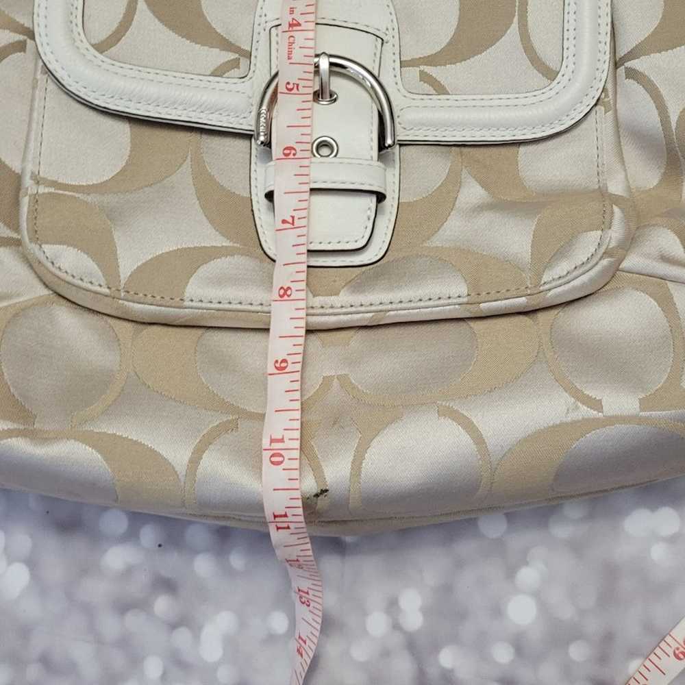 Coach Campbell Signature Beige Satin Belle Carrya… - image 9