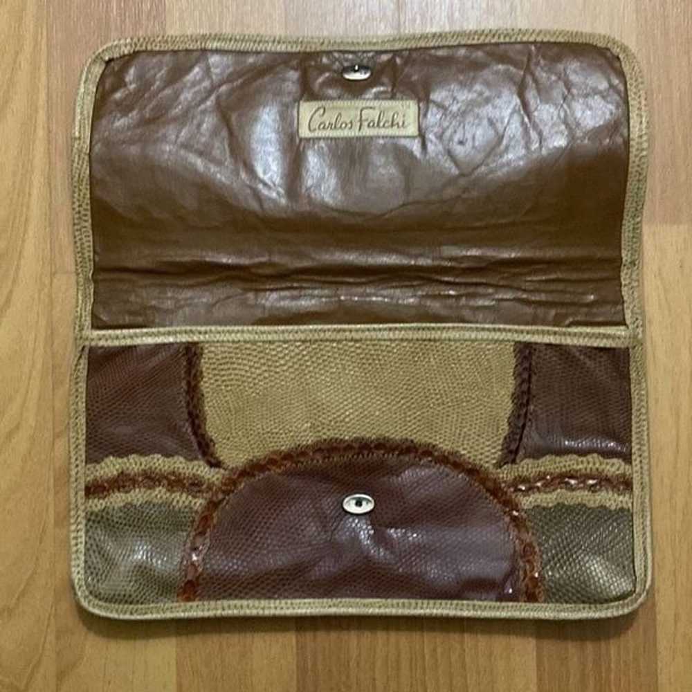 Vintage Carlos Falchi Snakeskin and Leather Clutc… - image 2