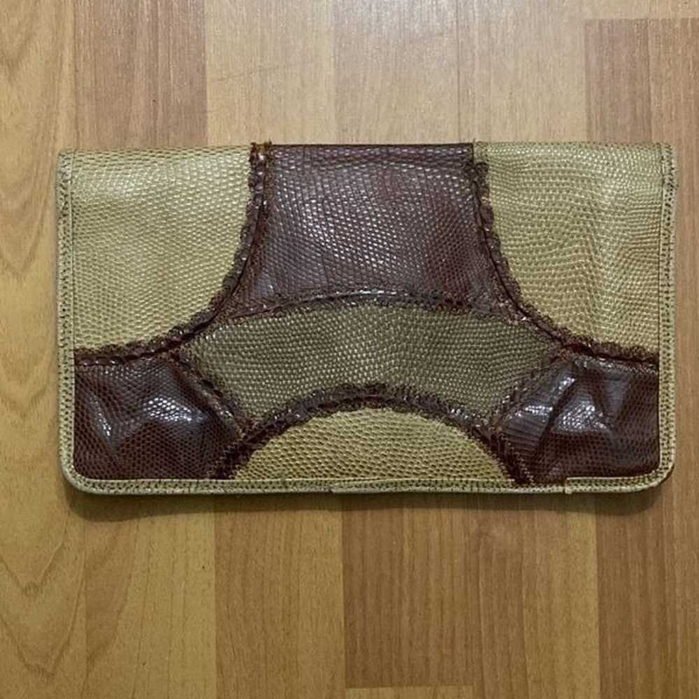 Vintage Carlos Falchi Snakeskin and Leather Clutc… - image 4