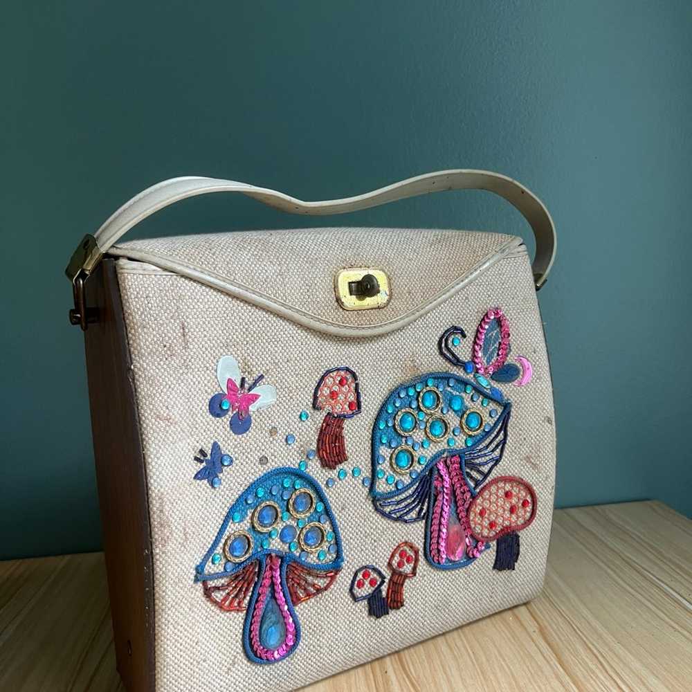 Vtg 1960s beaded mushroom handbag - image 1