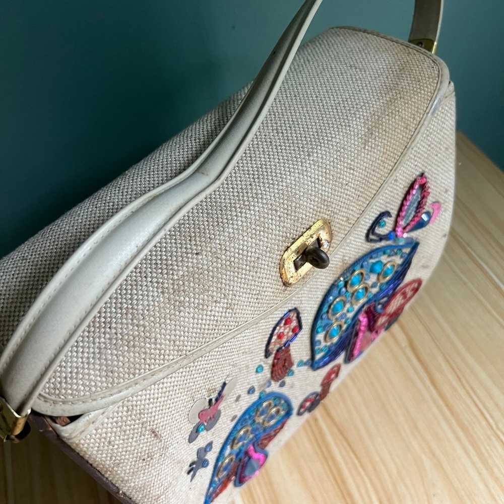 Vtg 1960s beaded mushroom handbag - image 5