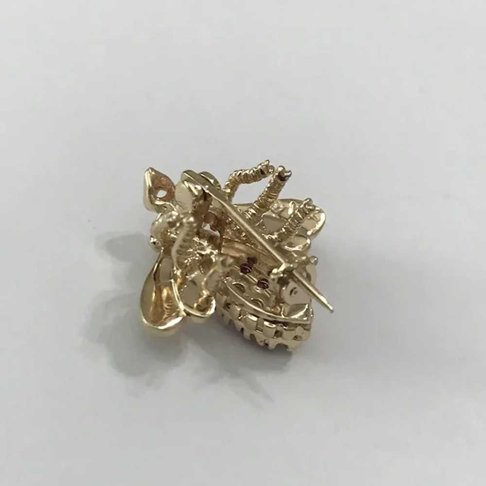 14K YG Ruby and Diamond Bee Pin - image 11