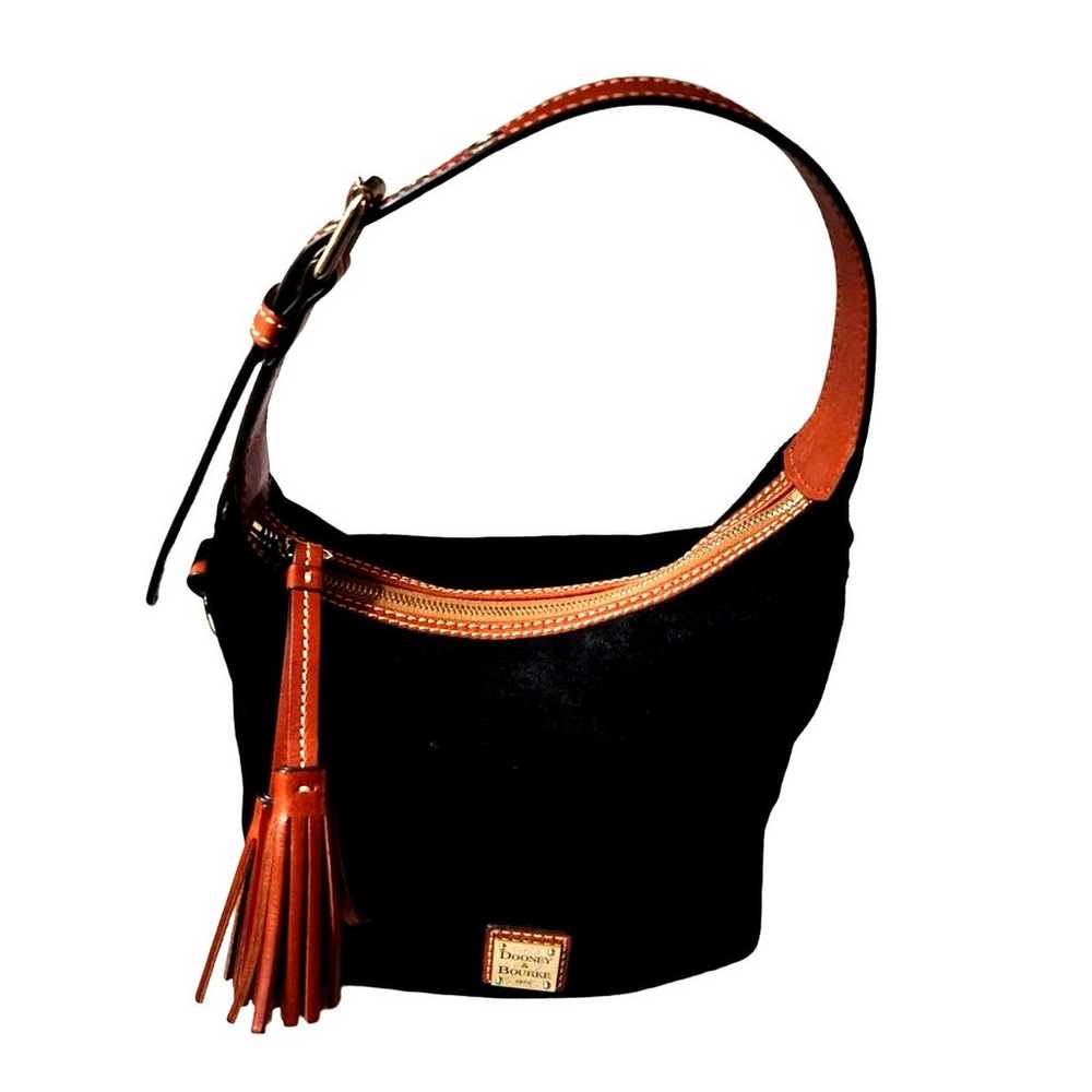 Vintage Dooney Bourke Suede Leather Black Brown P… - image 1