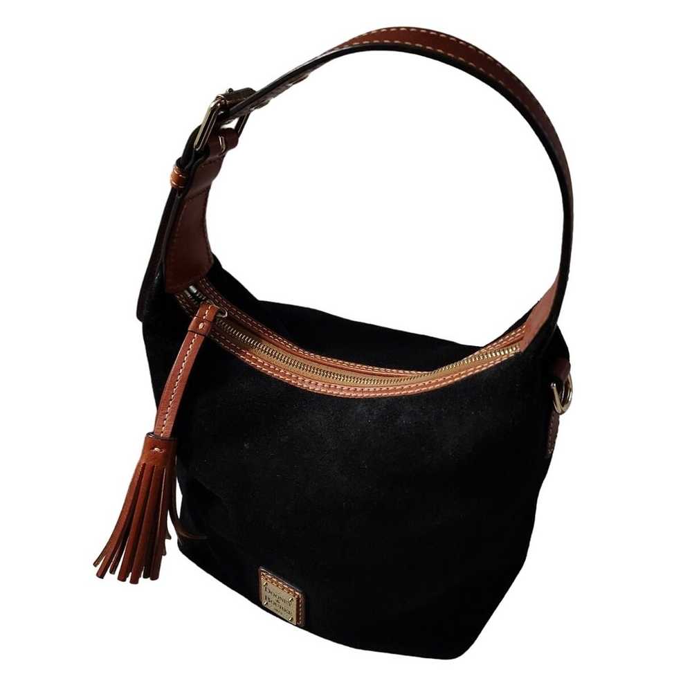 Vintage Dooney Bourke Suede Leather Black Brown P… - image 2