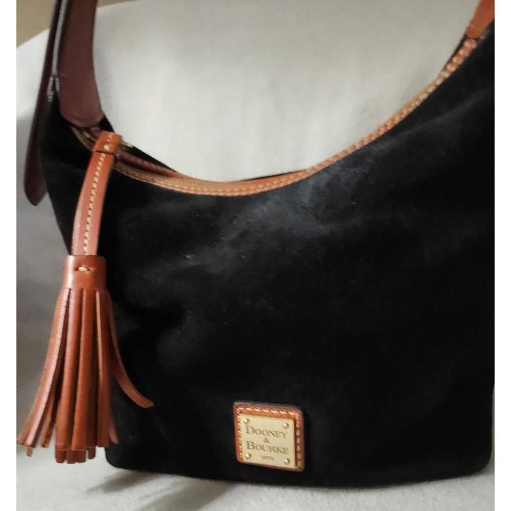 Vintage Dooney Bourke Suede Leather Black Brown P… - image 4