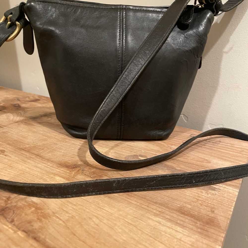 Coach vintage small bucket leather crossbody blac… - image 11