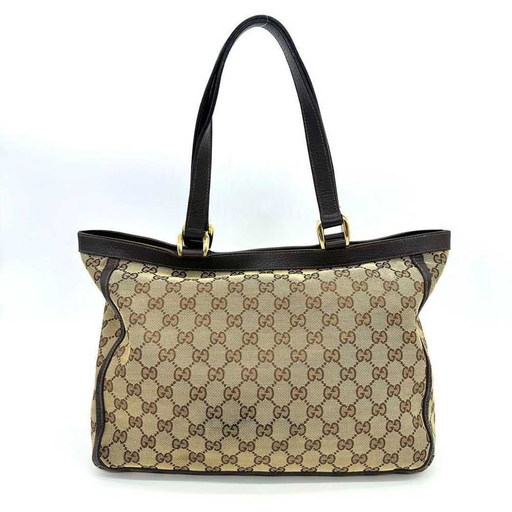 GUCCI tote bag GG canvas leather brown beige. - image 4