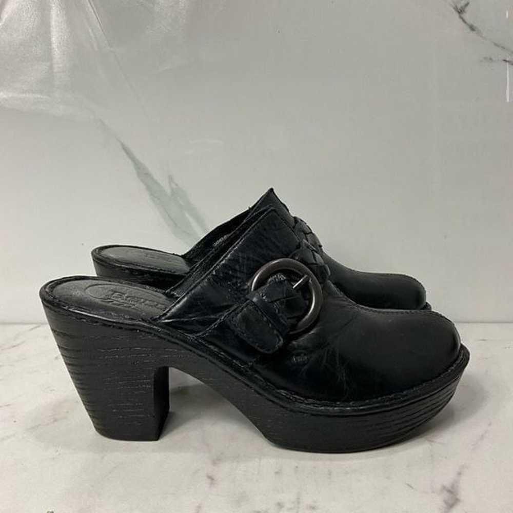 BORN Black Leather Slip On Clogs - image 1