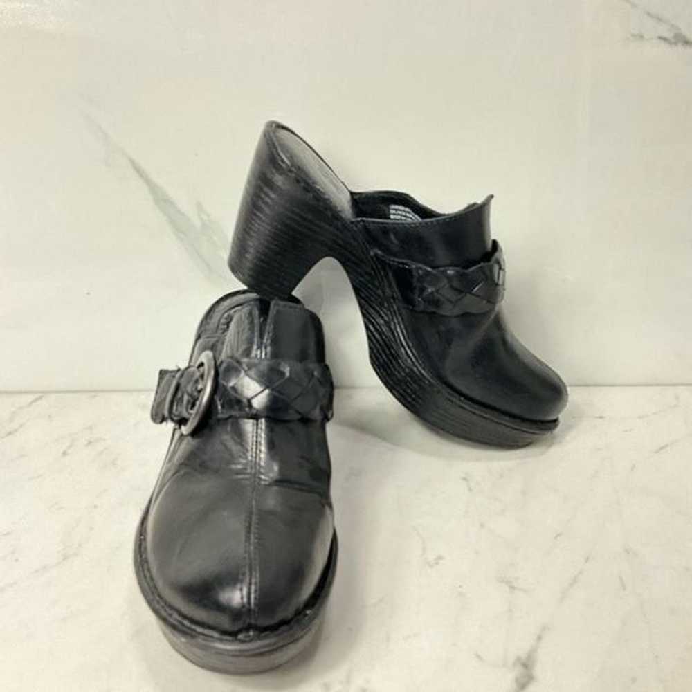 BORN Black Leather Slip On Clogs - image 2