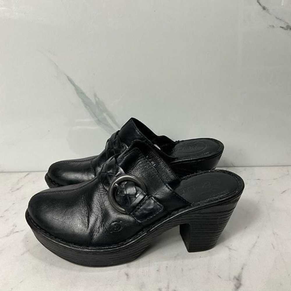 BORN Black Leather Slip On Clogs - image 3