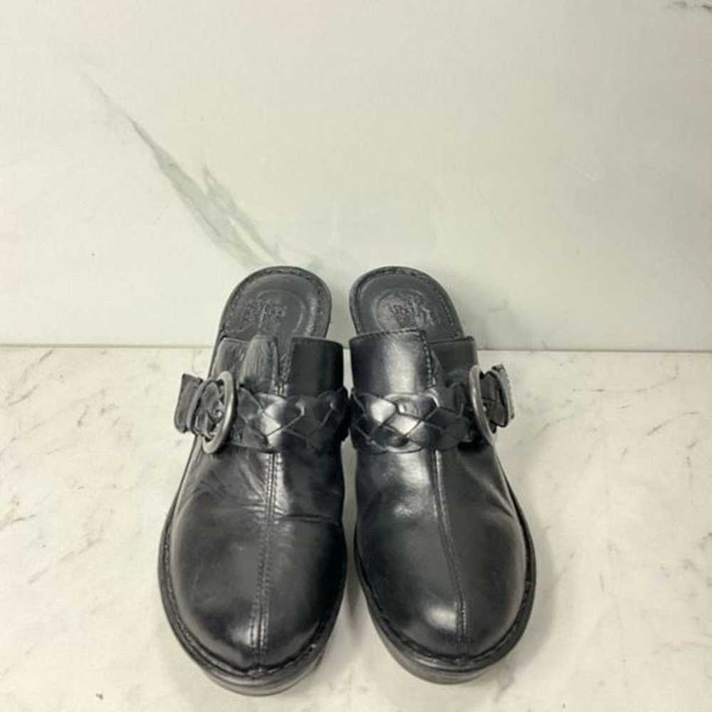 BORN Black Leather Slip On Clogs - image 5