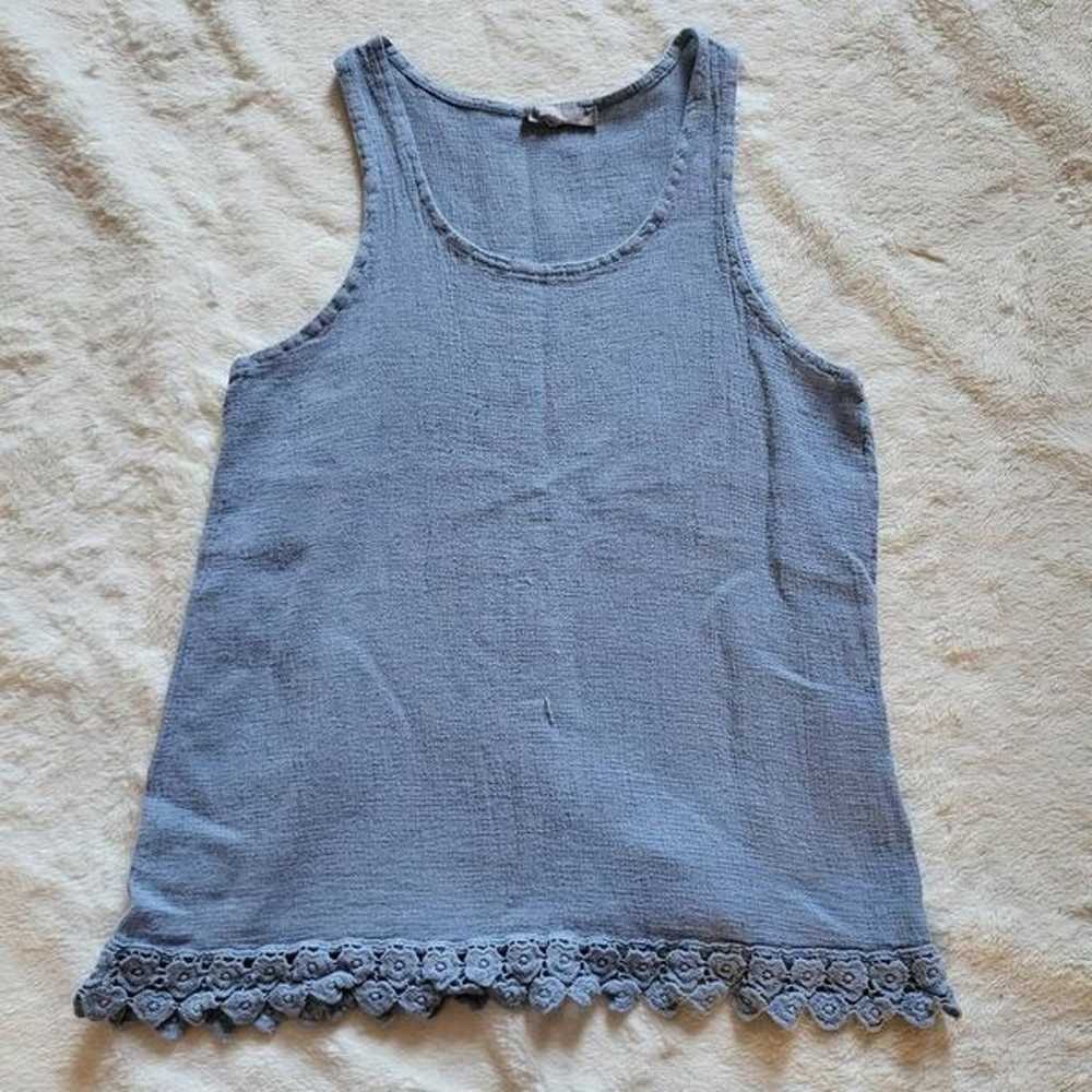 Light Blue Vintage Lace Top - image 1