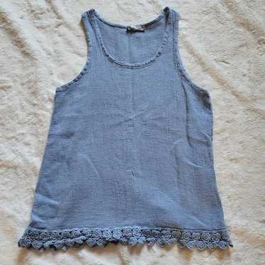 Light Blue Vintage Lace Top - image 1