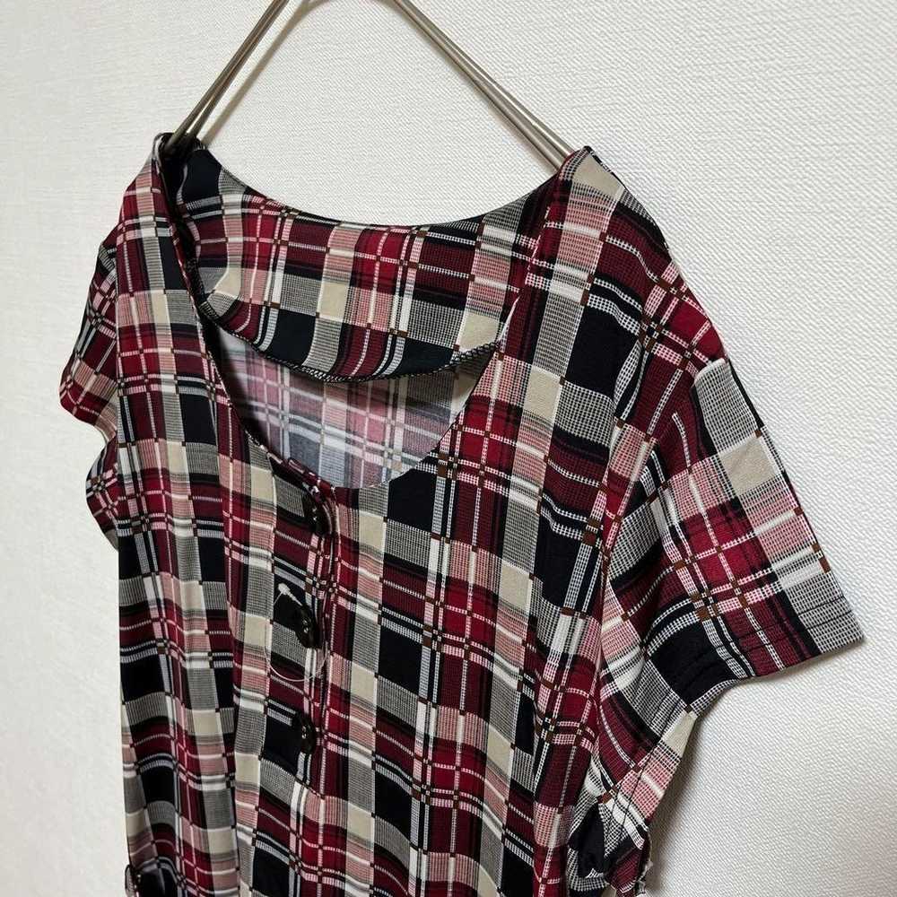 Women's 40 tunic mini dress, red and black check … - image 6