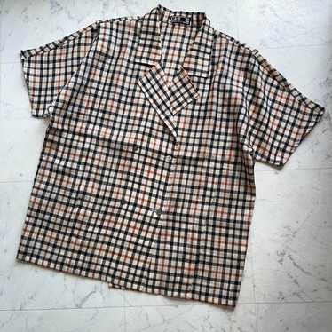 DAKS DUCKS ◆ Check Double Shirt Beige 11R Short S… - image 1