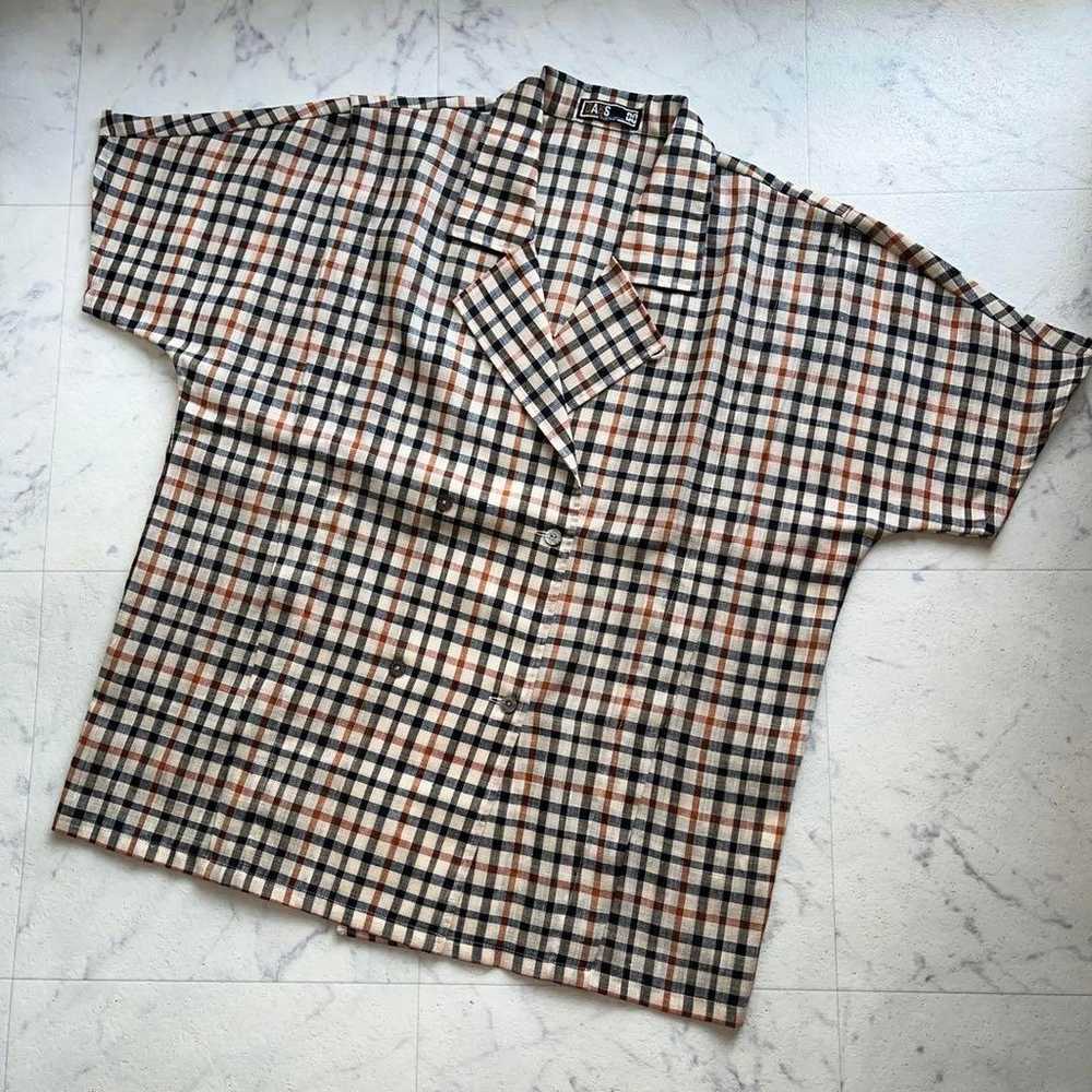 DAKS DUCKS ◆ Check Double Shirt Beige 11R Short S… - image 2