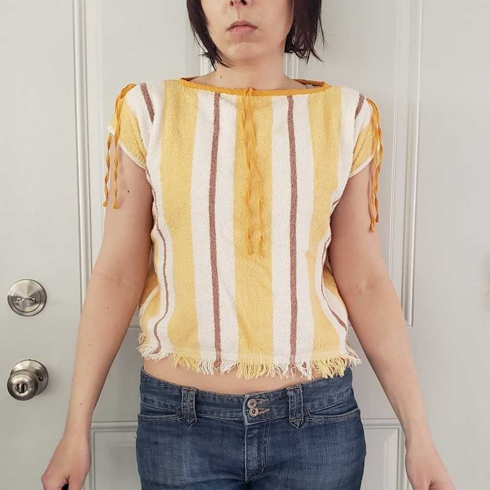 70s Yellow Terrycloth Top - image 1