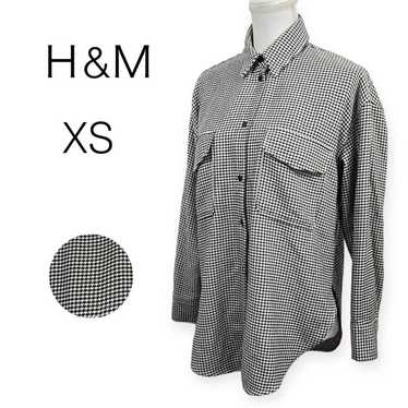 H&M Oversized Twill Overshirt Black Houndstooth P… - image 1