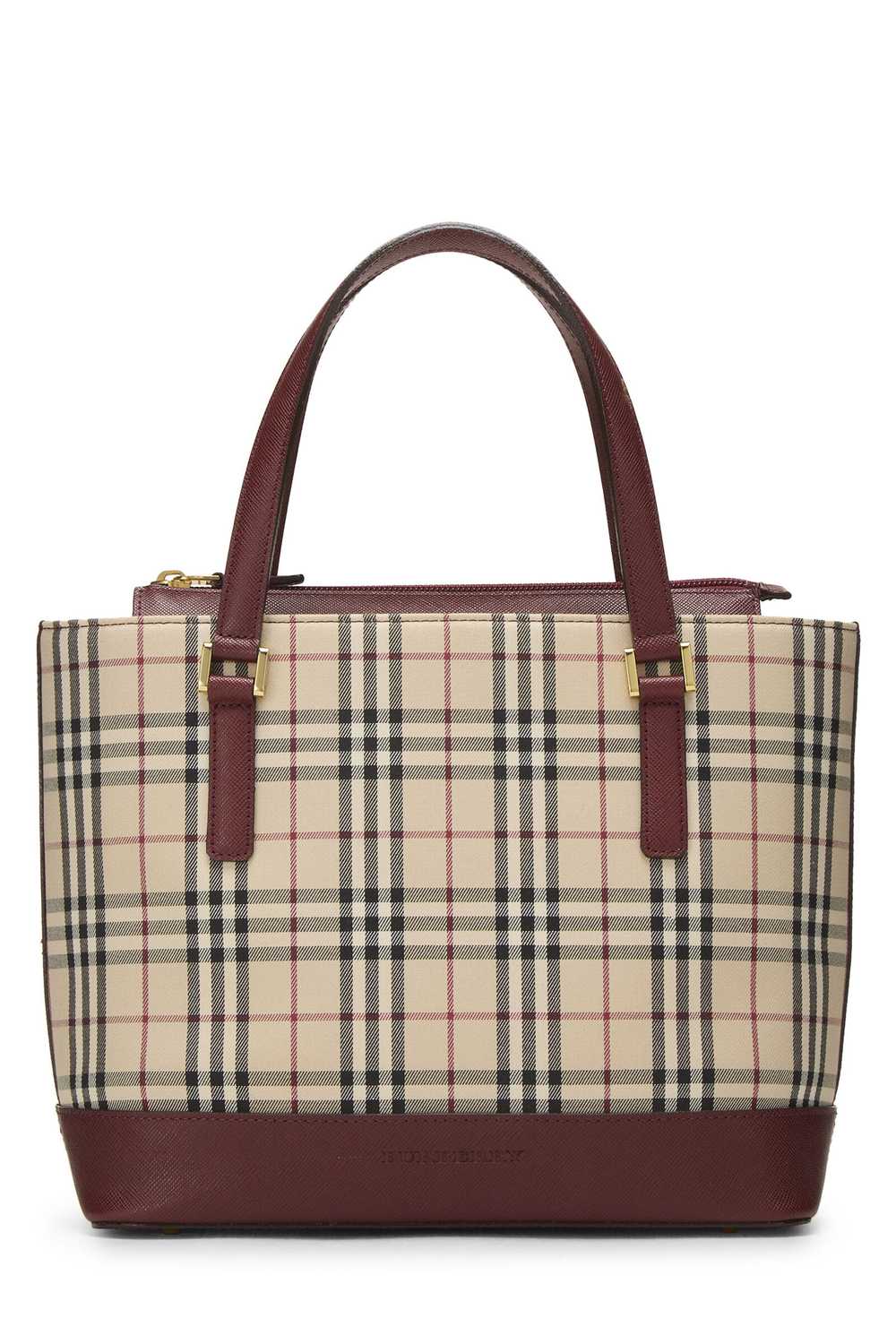 Burgundy House Check Canvas Handbag Small - image 1