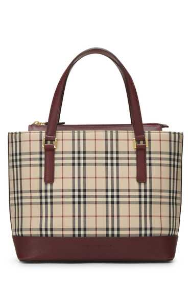 Burgundy House Check Canvas Handbag Small - image 1