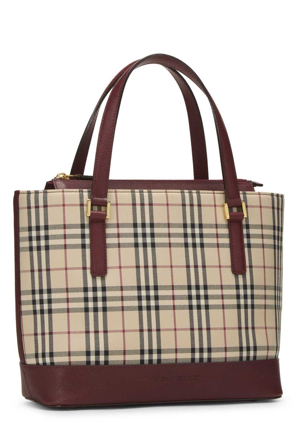 Burgundy House Check Canvas Handbag Small - image 2