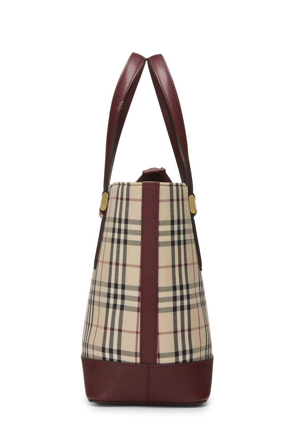 Burgundy House Check Canvas Handbag Small - image 3