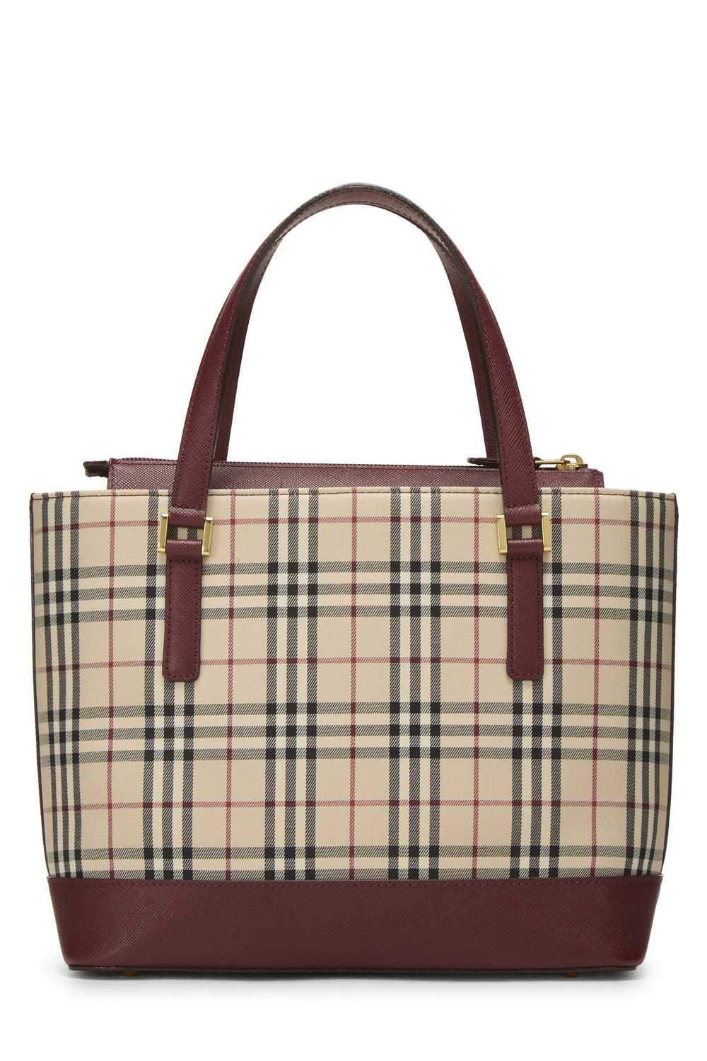 Burgundy House Check Canvas Handbag Small - image 4