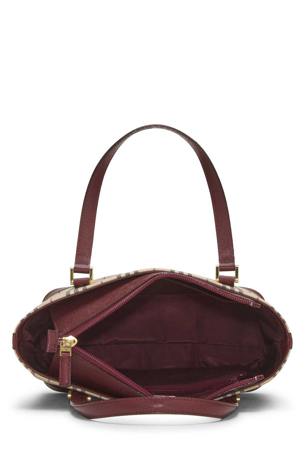 Burgundy House Check Canvas Handbag Small - image 6