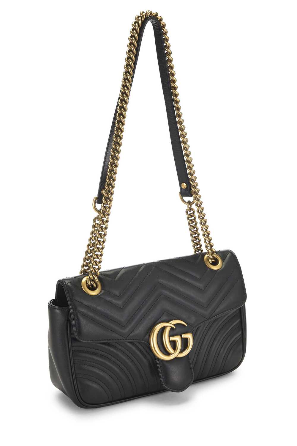 Black Leather GG Marmont Shoulder Bag Small - image 2