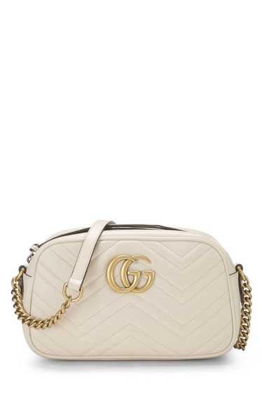 White Leather Torchon GG Marmont Crossbody Bag Sma