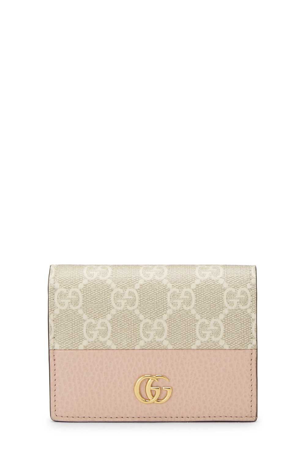 Pink GG Supreme Canvas Marmont Card Case - image 1