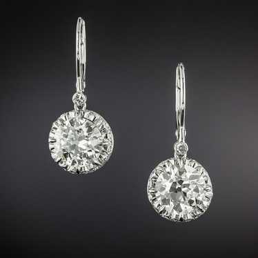 Art Deco 4.16 Carat Diamond Dangle Earrings - GIA - image 1