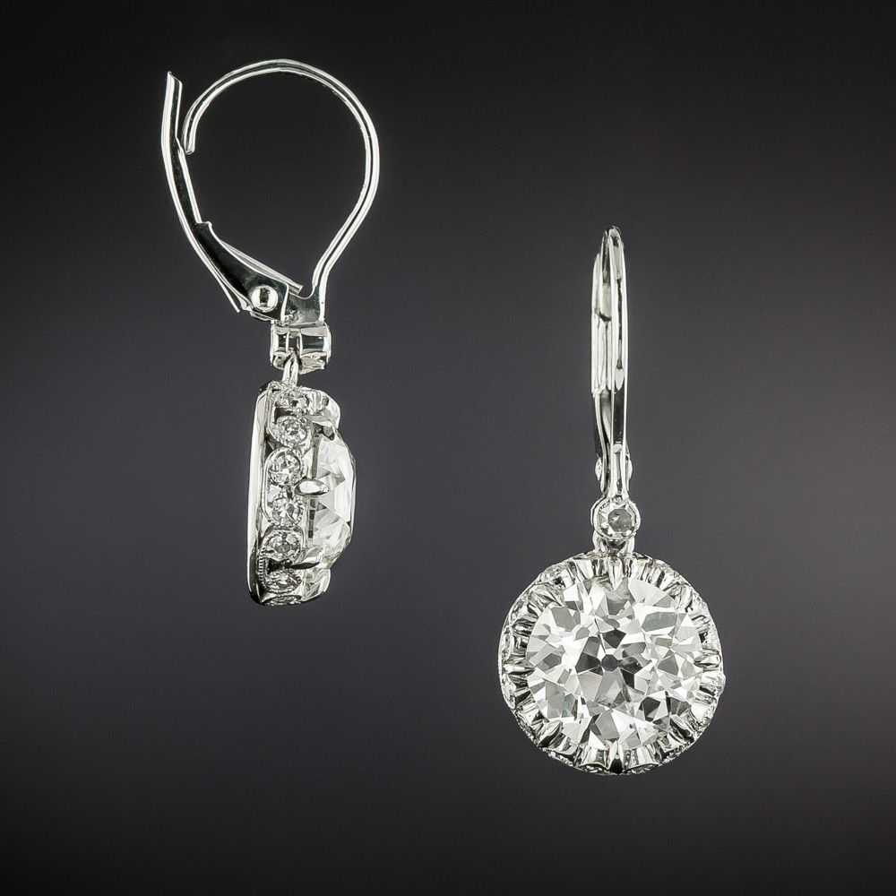 Art Deco 4.16 Carat Diamond Dangle Earrings - GIA - image 2