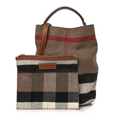 BURBERRY Canvas Mega Check Medium Ashby Bucket Ba… - image 1