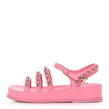 CHANEL Calfskin Chain Platform Sandals 36 Pink - image 1