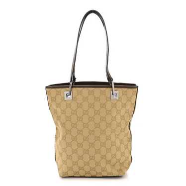 GUCCI Monogram Small Bucket Tote Beige Dark Brown - image 1