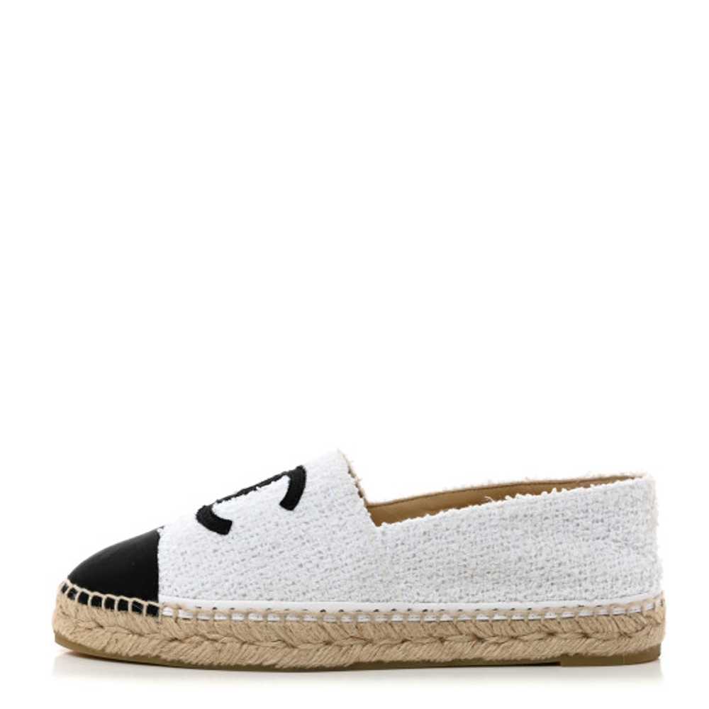 CHANEL Tweed Grosgrain CC Espadrilles 40 White Bl… - image 1