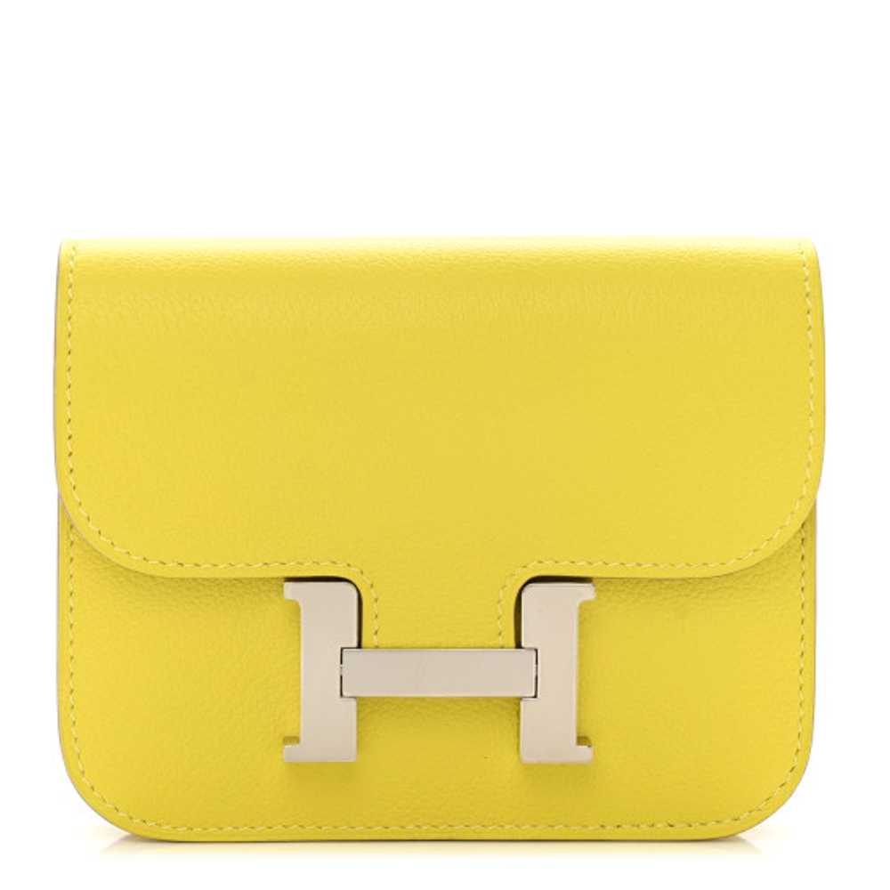 HERMES Evercolor Constance Slim Wallet Lime - image 1