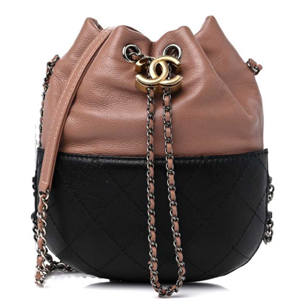 CHANEL Calfskin Quilted Small Gabrielle Bucket Wh… - image 1