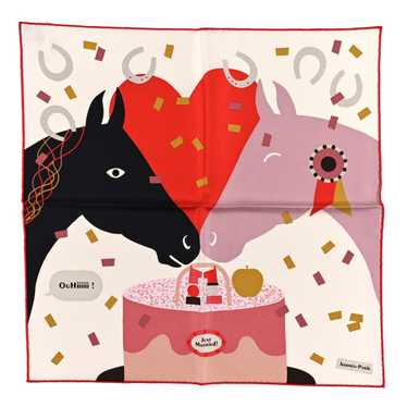 HERMES Silk Gavroche Just Married Scarf 45 White … - image 1