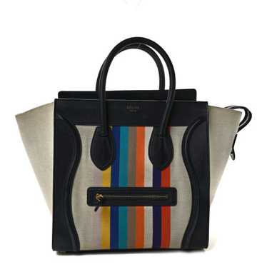 CELINE Smooth Calfskin Striped Canvas Mini Luggag… - image 1