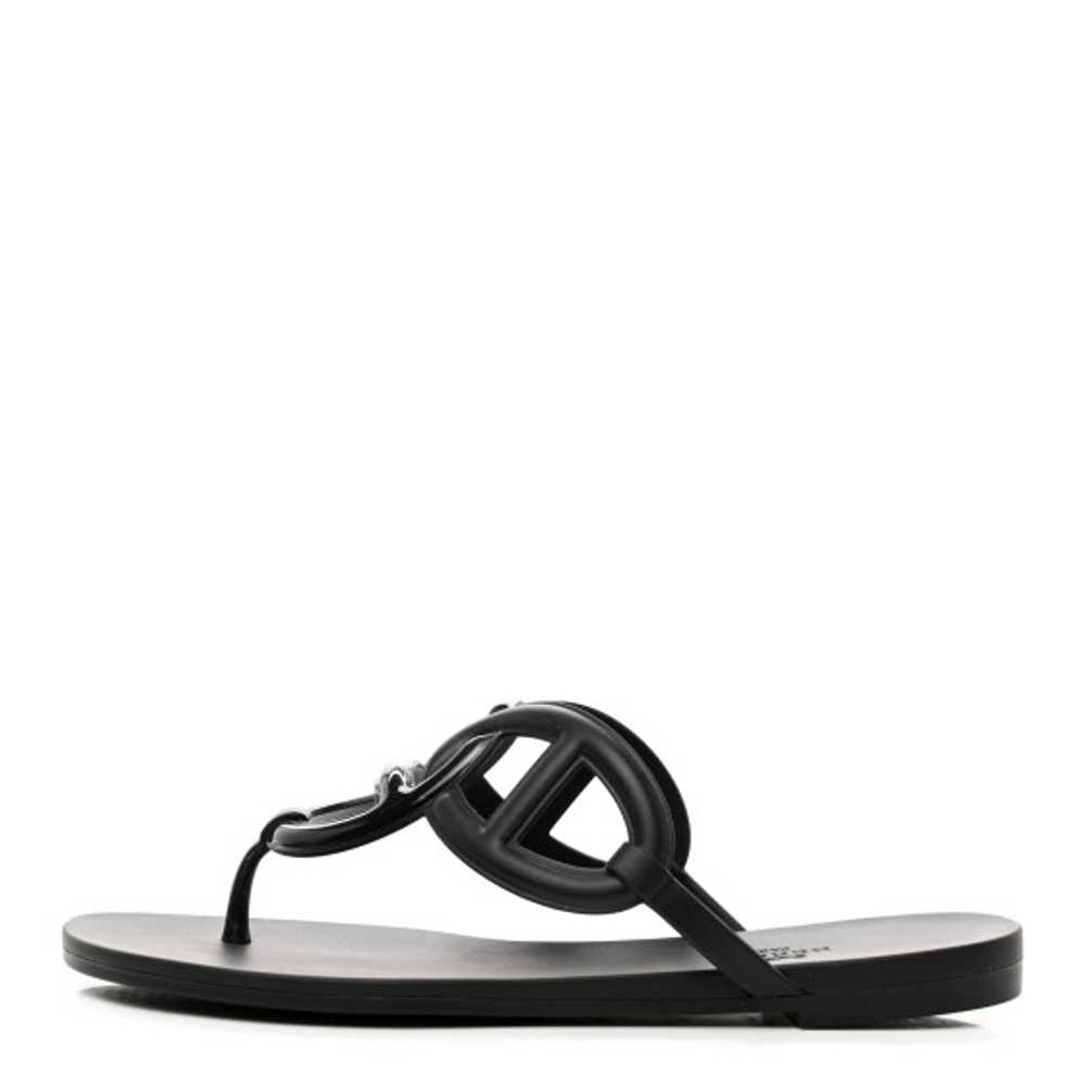 HERMES Rubber Womens Egerie Sandals 36 Black - image 1