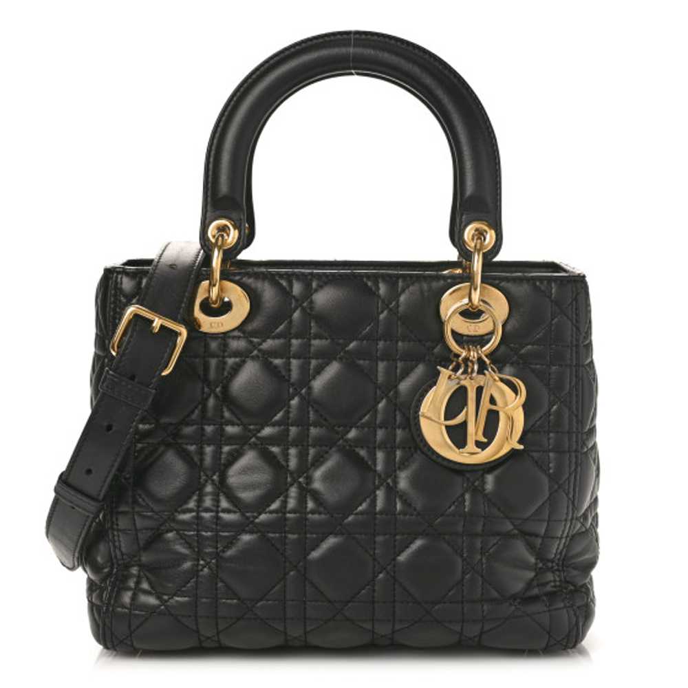 CHRISTIAN DIOR Lambskin Cannage Medium Lady Dior … - image 1