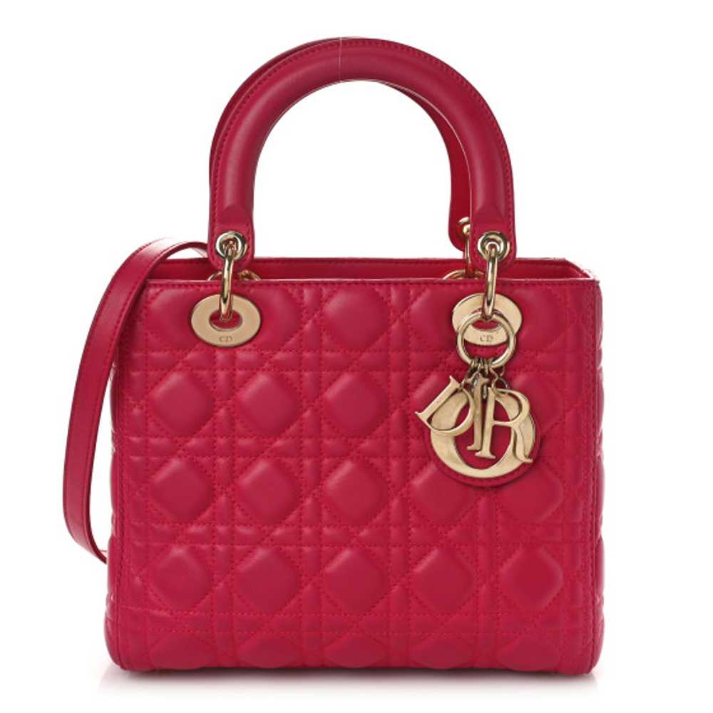 CHRISTIAN DIOR Lambskin Cannage Medium Lady Dior … - image 1