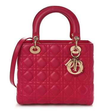 CHRISTIAN DIOR Lambskin Cannage Medium Lady Dior … - image 1